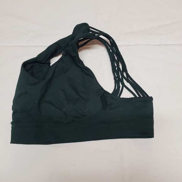 Emerald Green Sports Bra w/ Knotted Lattice Strap Detail - Picture 4 of 4